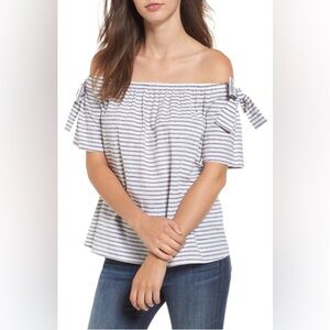 Soprano Blue and White Striped Top